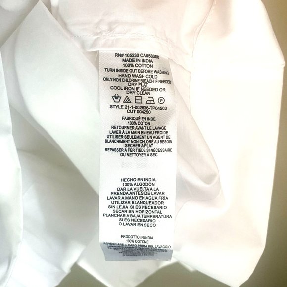 NWT Joie Rene Puff Shoulder 3/4 Sleeve Cotton Poplin Top in White - Picture 6 of 6